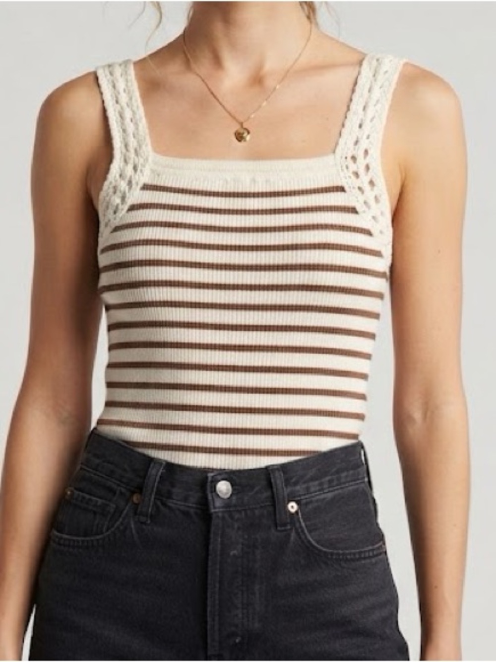 Aerie crochet sweater tank top in color horizon